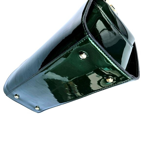 Vintage Y2K Green Plastic Handbag Purse Top Handle Kiss Clasp Vegan - Picture 5 of 14